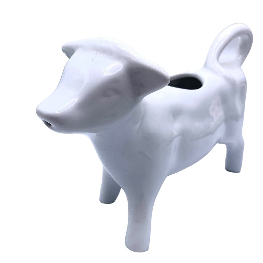 Vintage White Cow Creamer Milk Pitcher Porcelain Farm House Country Moo Handle - Picture 1 of 9